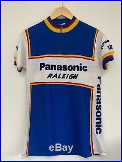 Very Rare Panasonic Raleigh Large Wool Cycling Jersey Very Good Condition