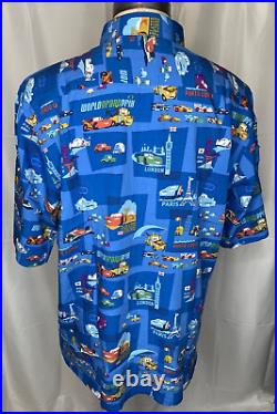 Very Rare Reyn Spooner Disney Pixar Cars 2 Rayon Hawaiian Shirt New Mens Large L