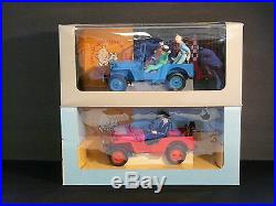 Very Rare Set Of 2 Large Tintin Vintage Hapax Jeeps Red & Blue Hergé 1994