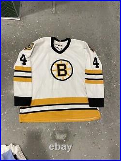 Very Rare VIntage 70s Boston Bruins Bobby Orr Jersey Stitched Lettering Large