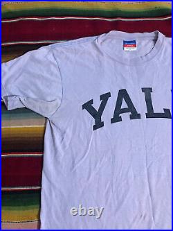 Very Rare VTG Champion Yale University Light Purple Old Logo T Shirt Mens L