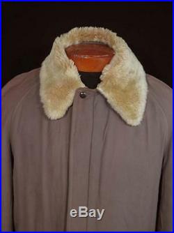 Very Rare Vintage 1940's-1950's Heavy Long Taupe Brown Gabardine Jacket Sz Large