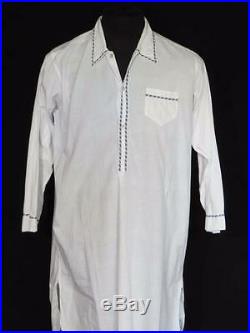 Very Rare Vintage 1940's-1950's Long French White Cotton Night Shirt Size Large