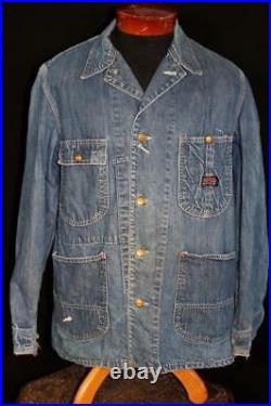 Very Rare Vintage 1950's Burlington Overall Cotton Denim Jacket Size Large