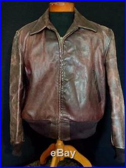 Very Rare Vintage 1950's Knopf Heavy Brown Leather Jacket Size Extra Large
