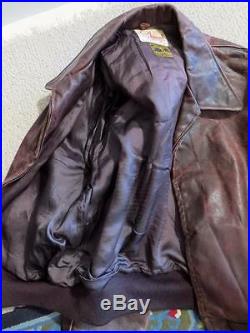 Very Rare Vintage 1950's Knopf Heavy Brown Leather Jacket Size Extra Large