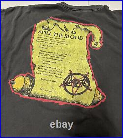 Very Rare Vintage 1992 Slayer Spill The Blood Concert Band Tour T Shirt Sz Large
