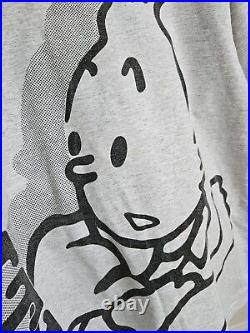 Very Rare Vintage 70s / 80s Tintin LS T-Shirt Mens L-XL 23 P2P X 27.5 L Europe