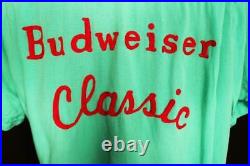 Very Rare Vintage Budweiser Classic 1950's Rayon Gab Bowling Blouse Size Large