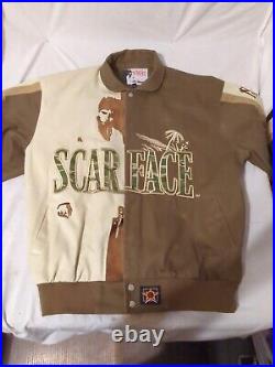 Very Rare Vintage JH Design Embroidered Camo Scarface Snap Jacket Size Lg