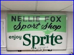 Very Rare Vintage Large Sprite Soda Nellie Fox Bowling Alley Advertising Sign