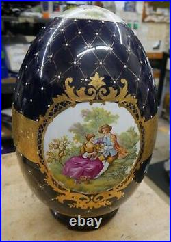 Very Rare, Vintage Limoges Fragonard Large 16x12. Egg With Wood Base mint cond