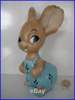 Very Rare Vintage Pendelfin Large Light Blue Dungaree Father Rabbit Early Label