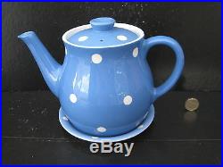 Very Rare Vintage T G Green Blue Domino Large Teapot And Stand