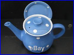 Very Rare Vintage T G Green Blue Domino Large Teapot And Stand