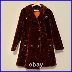 Very Rare Vintage Velvet Coat Pristine Condition Medium Large Dark Brown 60s 70s