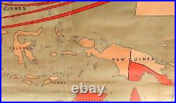 Very Rare c1914 The Far East. Western Powers to 1914 Large Cloth Back Wall Map