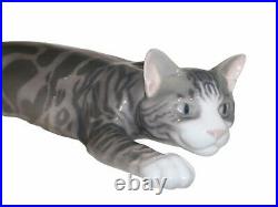 Very large and rare Royal Copenhagen figurine, cat with stripes