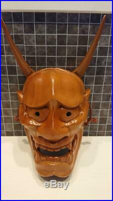 Very large size Japanese wood carved Noh Mask kyogen Hannya Noh Kabuki Rare