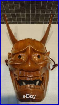 Very large size Japanese wood carved Noh Mask kyogen Hannya Noh Kabuki Rare