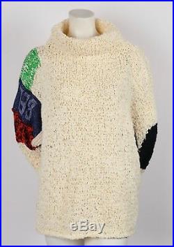 Very rare CELINE Phoebe Philo oversized handknit patchwork BELONG sweater