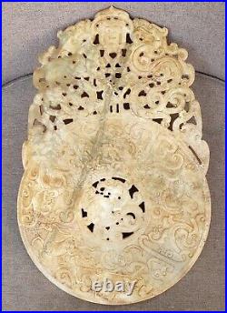 Very rare! Large Ancient White Jade Natural Hetian Auspicious Dragon Carved