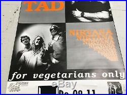 Very rare NIRVANA & TAD poster. Germany 1989 LARGE 22 x 30 ORIGINAL Cobain