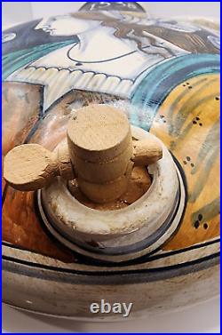 Very rare, incredible antique LARGE Deruta pottery majolica flask / jug
