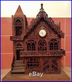 Very rare large Austrian Black Forest style Church form pocket watch stand