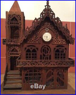 Very rare large Austrian Black Forest style Church form pocket watch stand