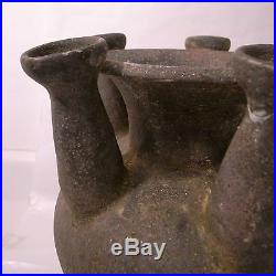 Very rare large Sawankhalok ceramic black glazed vase, 14-15th c. Thailand 12.5 in
