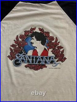 Vintage 70s 1979 Santana Band Tour Raglan T Shirt Size L Very RARE