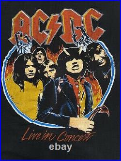 Vintage 70s ACDC Highway To Hell Large T Shirt Concert World Tour 1979 Very Rare