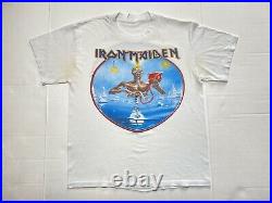 Vintage 80s T Shirt Iron Maiden White Rock Seventh Son Of 1988 L Very Rare Tour