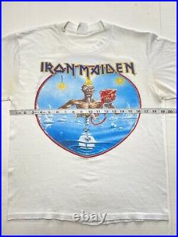 Vintage 80s T Shirt Iron Maiden White Rock Seventh Son Of 1988 L Very Rare Tour