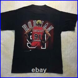 Vintage 90's Dennis Rodman Tee T Shirt L Black Murina Very Rare Michael Jordan