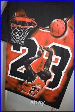 Vintage 90's Michael Jordan Chicago Bulls All Over Print Single Stitch Very RARE