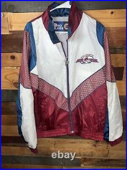 Vintage 90s Colorado Avalanche NHL Full Windbreaker Suit Very Rare Size Large