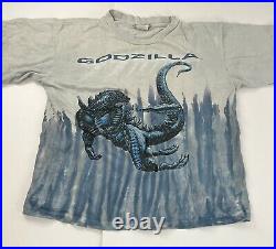 Vintage 90s Godzilla 1998 horror movie Promo Tee L T Shirt Very Rare Monster