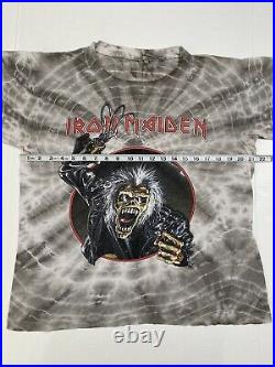 Vintage 90s IRON MAIDEN NO PRAYER 1990 TOUR T Shirt Tie Dye Very Rare Single USA