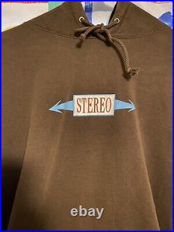 Vintage 90s Stereo Skateboarding Logo Brown Pullover Hoodie Size Large Very Rare