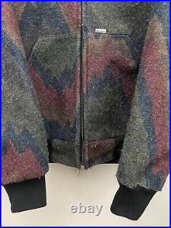 Vintage Carhartt Southwestern Aztec Navajo Jacket Hoodie 90s Very RARE Large USA