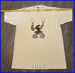 Vintage Cowboy Mickey Mouse 1980s Off White Colored Very Rare T Shirt Size Large