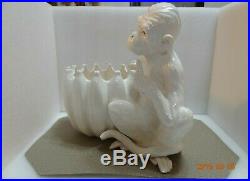 Vintage Fitz And Floyd Large Porcelain White Monkey Planter 12 Tall. Very Rare