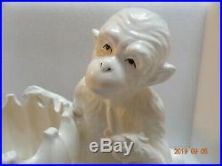 Vintage Fitz And Floyd Large Porcelain White Monkey Planter 12 Tall. Very Rare