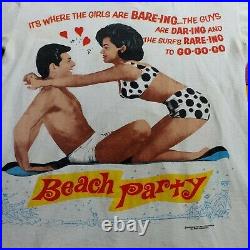 Vintage Frankie Avalon Beach Party Sz Large AOP Shirt Movie Promo Very Rare 90s
