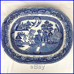 Vintage Large Staffordshire WB&C England Blue Willow Platter, Very Rare Mark