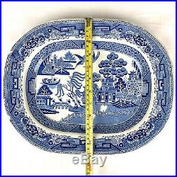 Vintage Large Staffordshire WB&C England Blue Willow Platter, Very Rare Mark