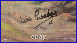 Vintage Luis Posada Carriles Landscape Painting Signed LARGE Very RARE