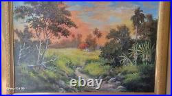 Vintage Luis Posada Carriles Landscape Painting Signed LARGE Very RARE